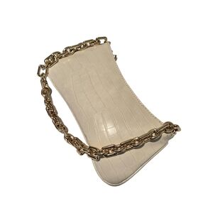 Zara Cream and Gold Clutch with Elegant Detailing